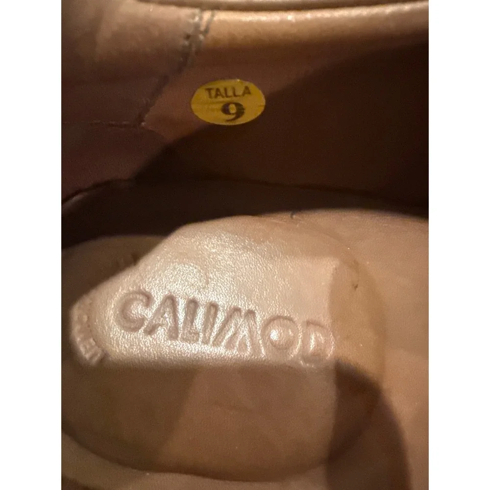 Calimod Mens Tan Brown Leather Slip On Loafers Moc Toe Shoes‎ Size 9